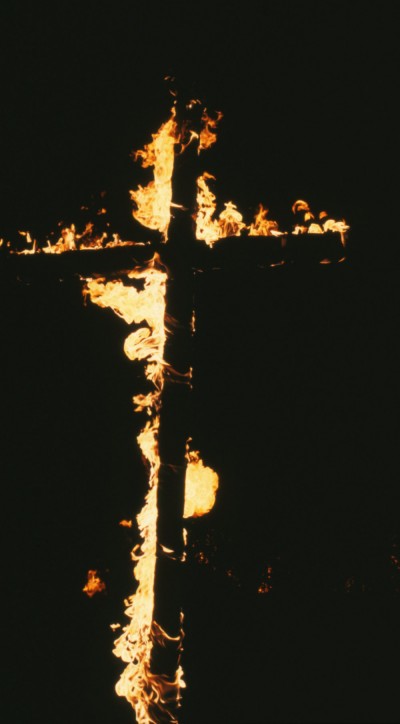 Scene from Mississippi Burning, burning cross