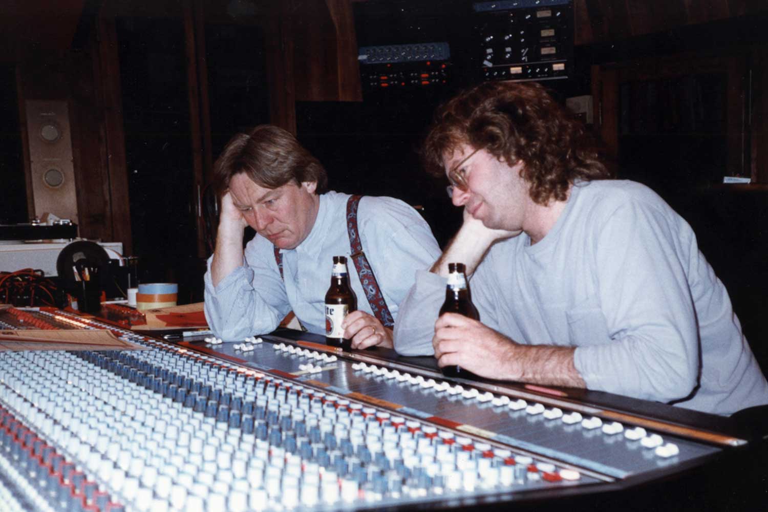 Alan Parke and Randy Edelman in recording studio for Come See the Paradise