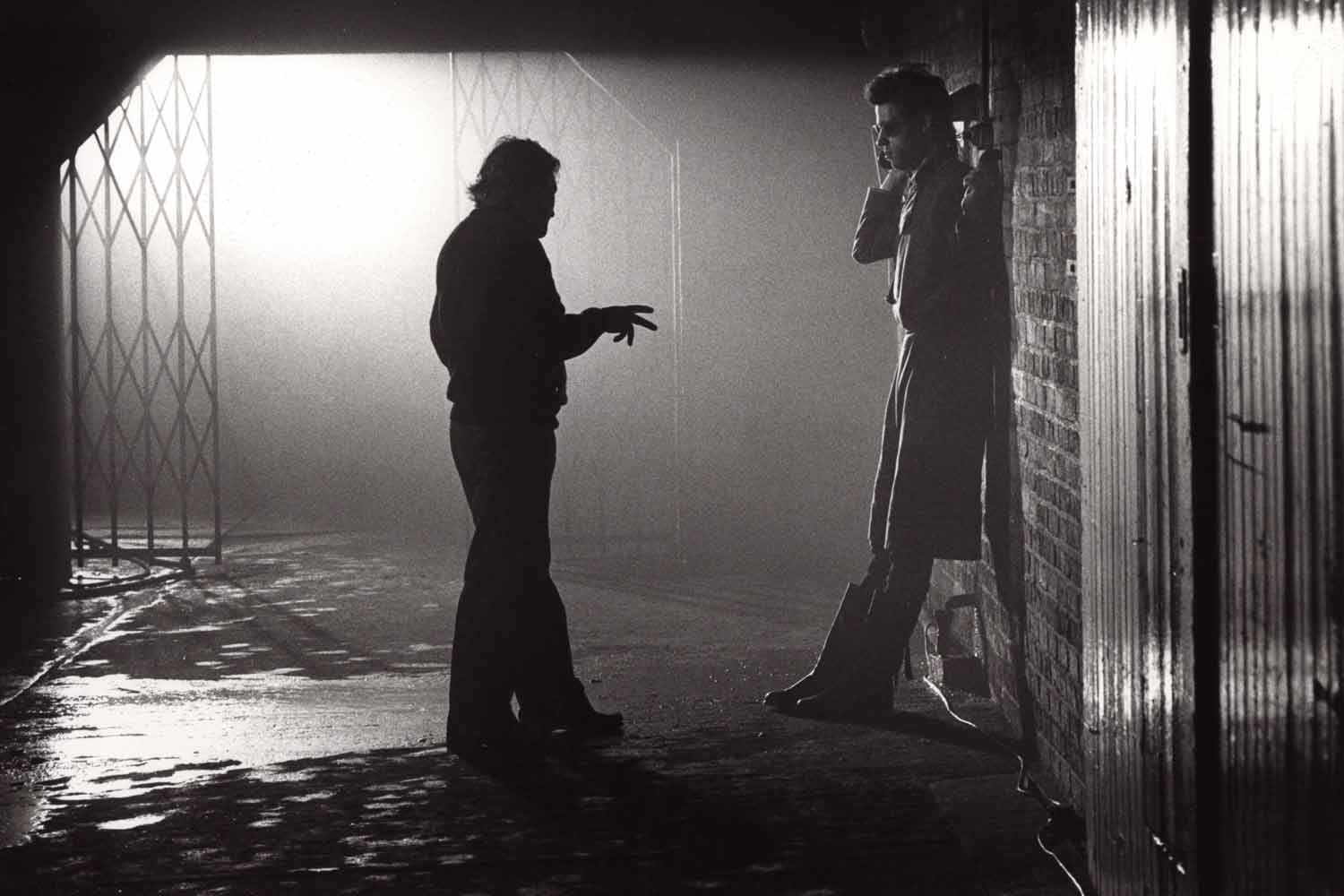 Alan Parker and Bob Geldof on set of film of Pink Floyd The Wall